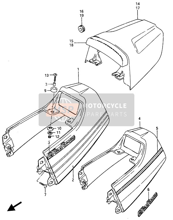 Suzuki RG250(F) GAMMA 1986 Seat Tail Cover for a 1986 Suzuki RG250(F) GAMMA