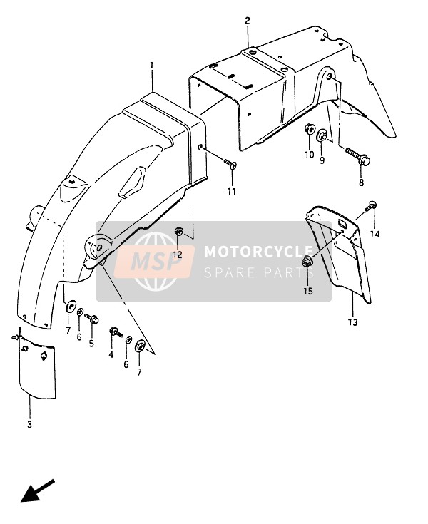 Suzuki RG250(F) GAMMA 1986 HINTERER KOTFLÜGEL für ein 1986 Suzuki RG250(F) GAMMA