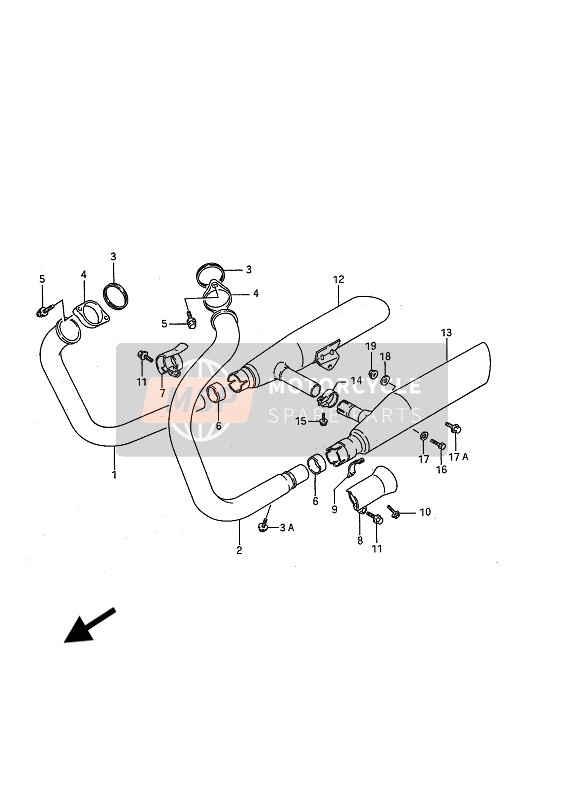 Suzuki VS1400GL(P)(F) INTRUDER 1987 Muffler for a 1987 Suzuki VS1400GL(P)(F) INTRUDER