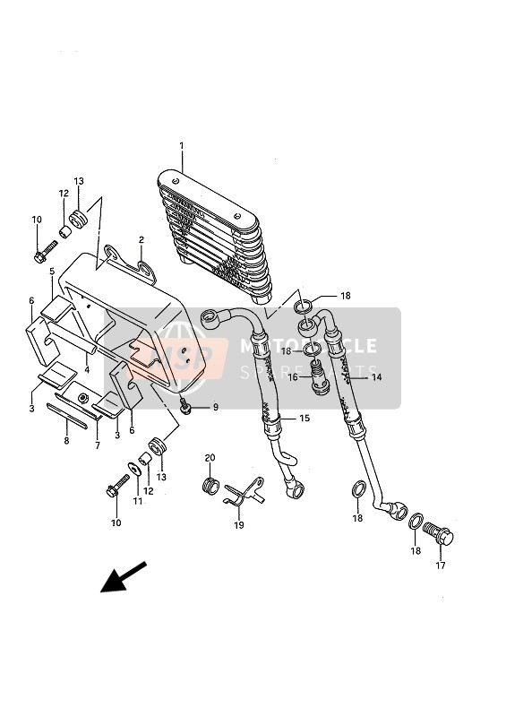 Suzuki VS1400GL(P)(F) INTRUDER 1987 Oil Cooler for a 1987 Suzuki VS1400GL(P)(F) INTRUDER