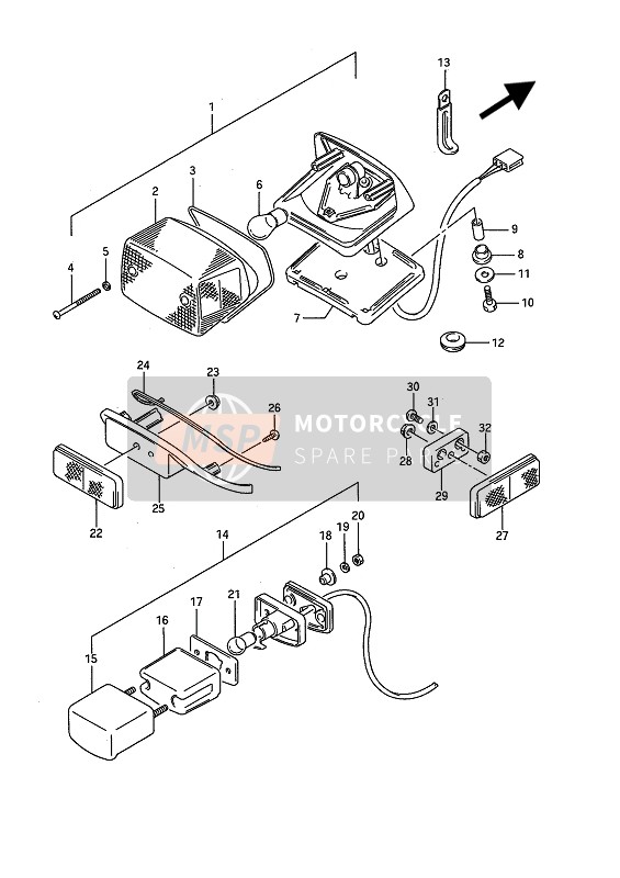 Suzuki VS1400GL(P)(F) INTRUDER 1987 Fanale posteriore combinato per un 1987 Suzuki VS1400GL(P)(F) INTRUDER