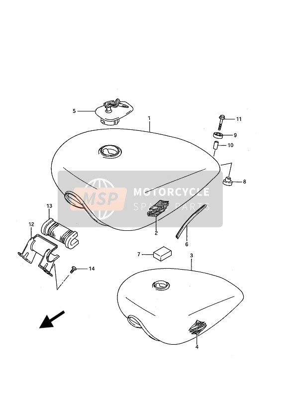 Suzuki VS1400GL(P)(F) INTRUDER 1987 Fuel Tank for a 1987 Suzuki VS1400GL(P)(F) INTRUDER