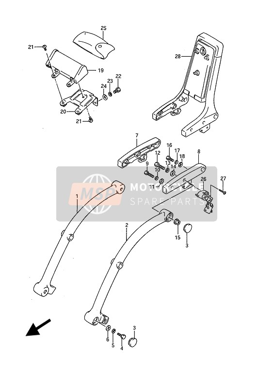 Suzuki VS1400GL(P)(F) INTRUDER 1987 Pillion Rider Handle (E22) for a 1987 Suzuki VS1400GL(P)(F) INTRUDER