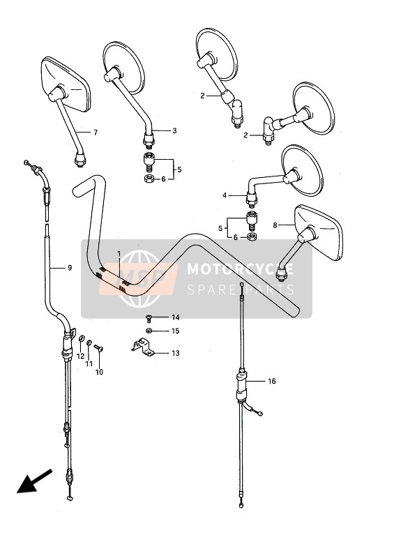 Suzuki VS1400GL(P)(F) INTRUDER 1987 Manillar (VS1400GLP) para un 1987 Suzuki VS1400GL(P)(F) INTRUDER