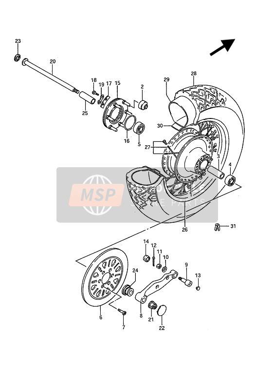 Suzuki VS1400GL(P)(F) INTRUDER 1987 Rear Wheel for a 1987 Suzuki VS1400GL(P)(F) INTRUDER