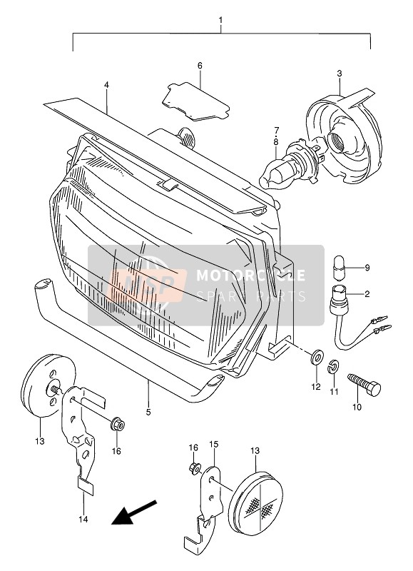 Suzuki GSX600F(U)(U2) 1988 Lampe frontale pour un 1988 Suzuki GSX600F(U)(U2)