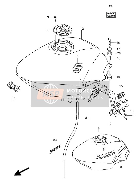 Suzuki GSX600F(U)(U2) 1988 Fuel Tank for a 1988 Suzuki GSX600F(U)(U2)