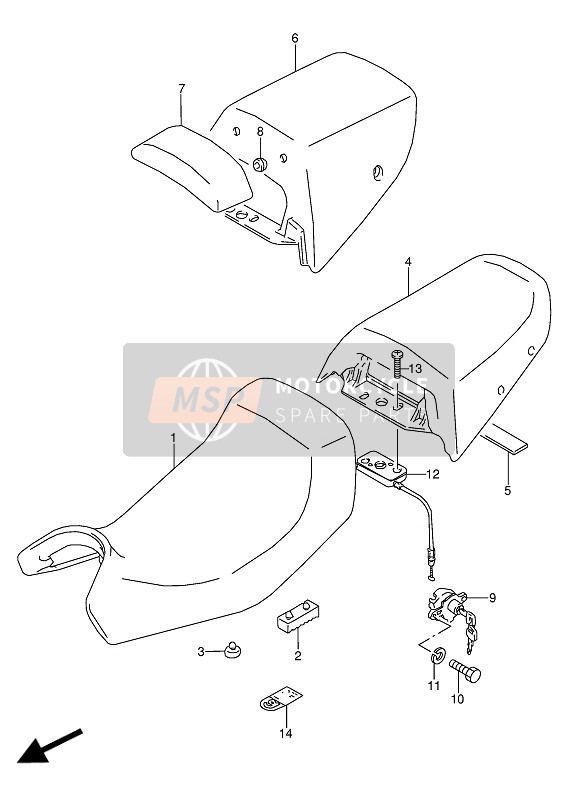 4530019C0058R, Seat Set, Pillion (Black), Suzuki, 0