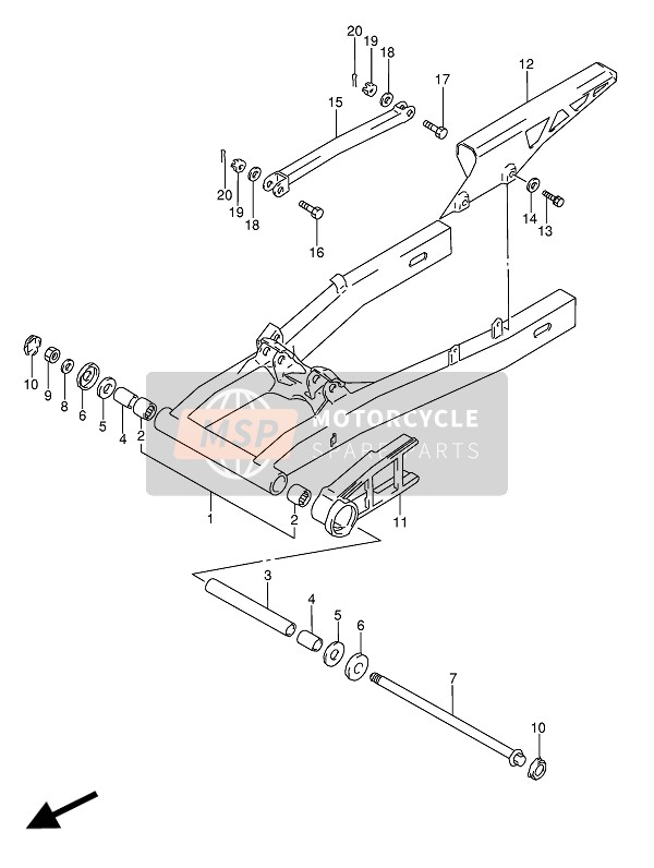 Suzuki GSX600F(U)(U2) 1988 Rear Swing Arm for a 1988 Suzuki GSX600F(U)(U2)