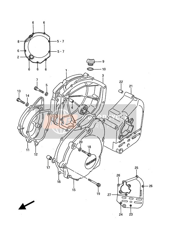 Suzuki GSX1100F 1988 Crankcase Cover for a 1988 Suzuki GSX1100F