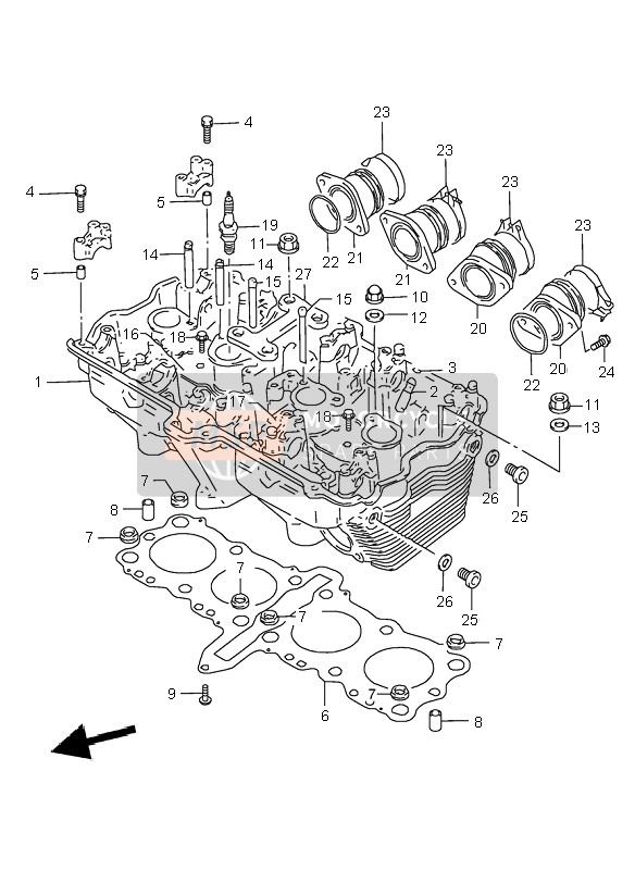 Suzuki GSX750 1999 Cylinder Head for a 1999 Suzuki GSX750