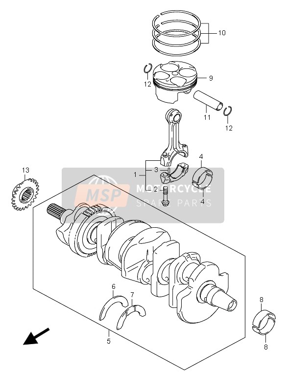 1222929G000B0, Bearing, Crankshaft  (Black), Suzuki, 0