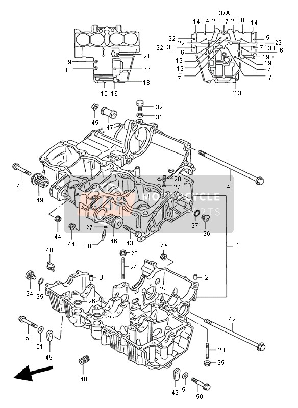 Suzuki GSX750 1999 Crankcase for a 1999 Suzuki GSX750