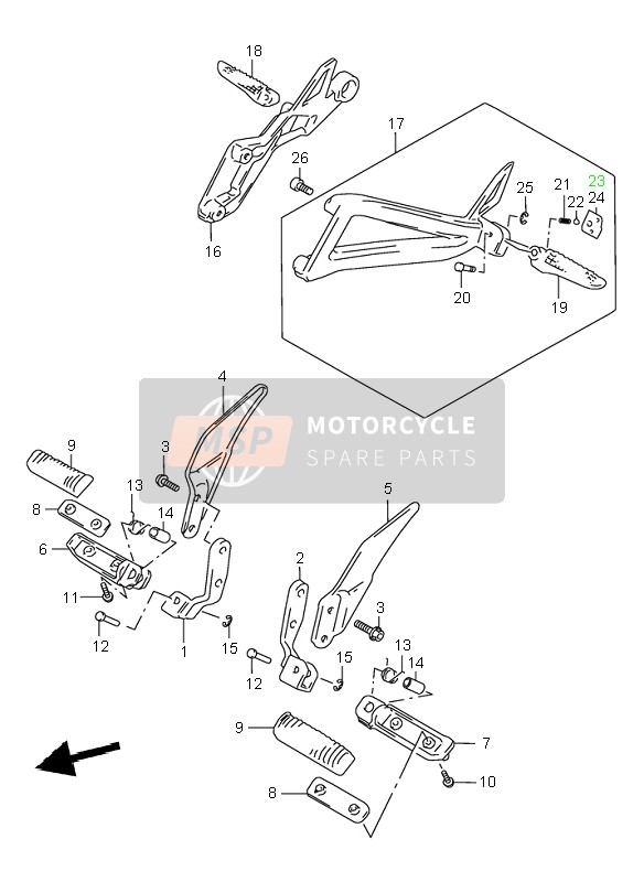 4351140C00, Stang,Voetsteun, Suzuki, 2