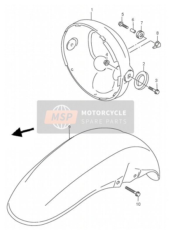 5311103F0033J, Fender, Front (Black), Suzuki, 0