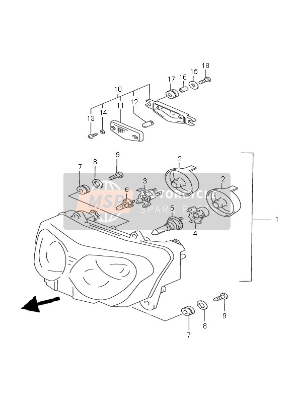 Suzuki GSX750F 1999 Lámpara De Cabeza (E4-E17-E18-E22-E25-E34-P37) para un 1999 Suzuki GSX750F