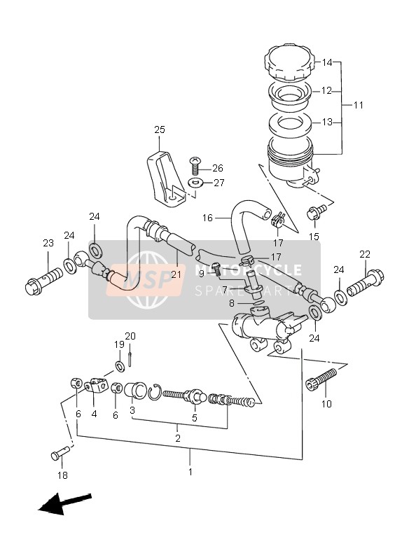 Suzuki GSX750F 1999 Rear Master Cylinder for a 1999 Suzuki GSX750F