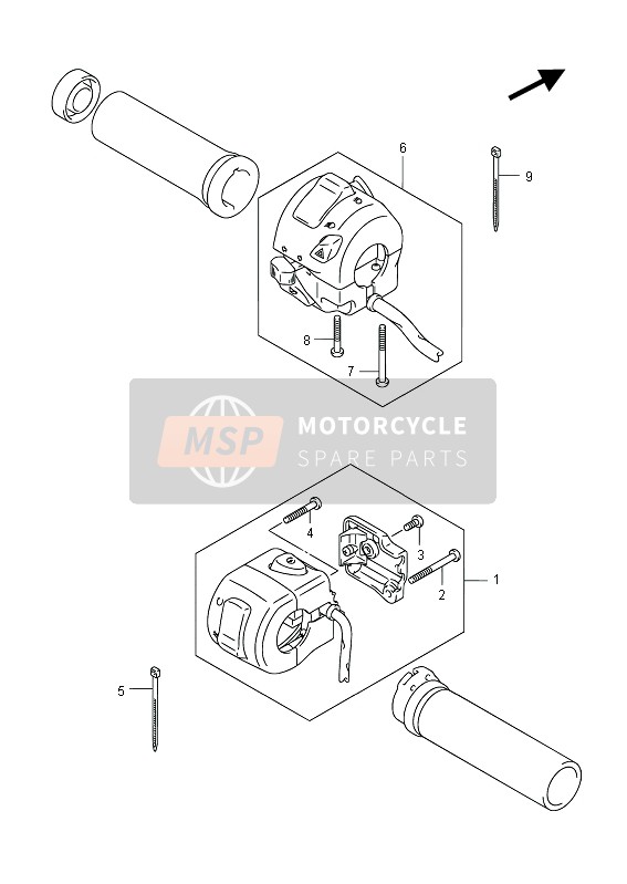 Suzuki VZR1800(N)(Z)(R) (M1800) INTRUDER 2012 Commutateur de poignée (VZR1800UF E19) pour un 2012 Suzuki VZR1800(N)(Z)(R) (M1800) INTRUDER