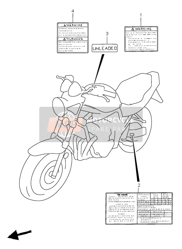 Suzuki GSF600S BANDIT 1997 Etiket voor een 1997 Suzuki GSF600S BANDIT