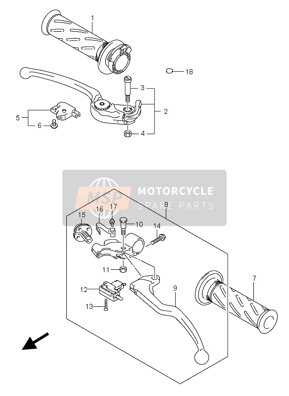 Suzuki GSX-R750 2004 Levier de poignée pour un 2004 Suzuki GSX-R750