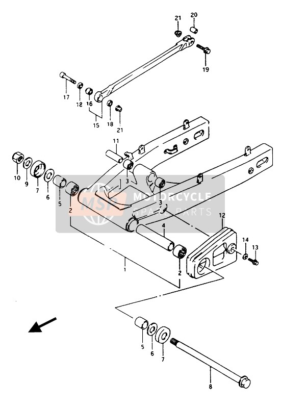 Bras oscillant arrière