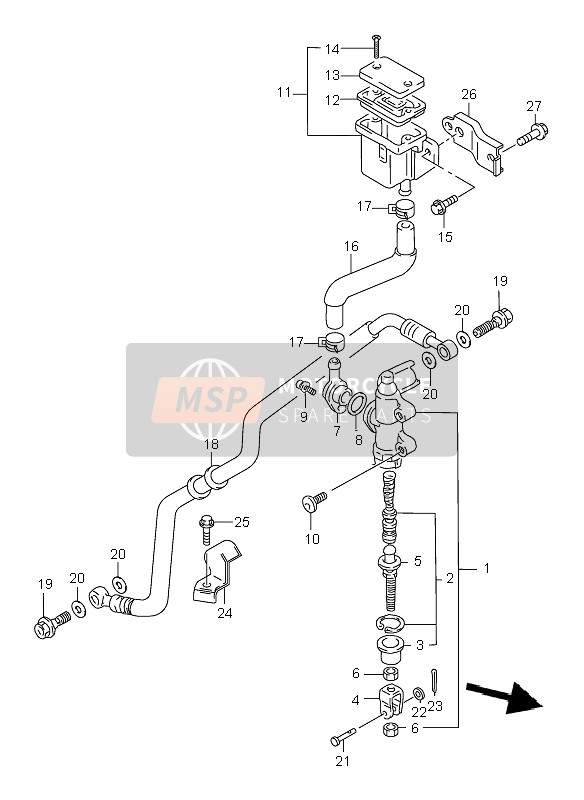 Suzuki TL1000R 1999 Rear Master Cylinder for a 1999 Suzuki TL1000R