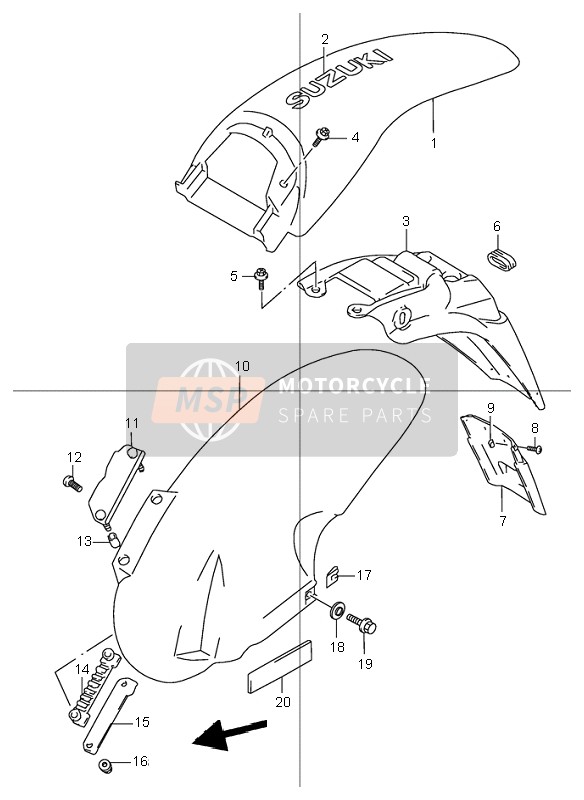 Suzuki TR50S STREET MAGIC 1999 Rear Fender for a 1999 Suzuki TR50S STREET MAGIC