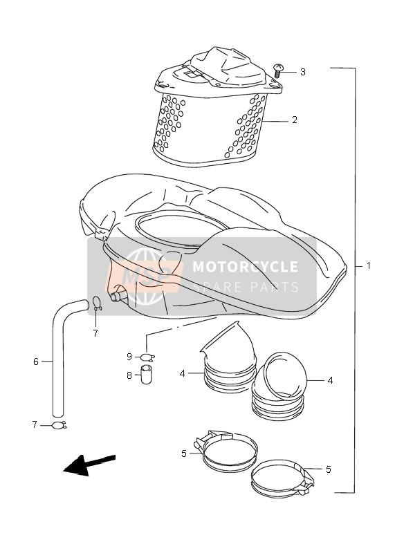 Suzuki VL1500 INTRUDER LC 1999 Air Cleaner for a 1999 Suzuki VL1500 INTRUDER LC