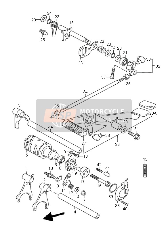 2541110F20, Shaft, Gear Shifting   Fork No.2, Suzuki, 0