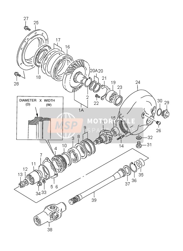 Suzuki VL1500 INTRUDER LC 1999 Arbre de transmission & Engrenage d'entraînement final pour un 1999 Suzuki VL1500 INTRUDER LC