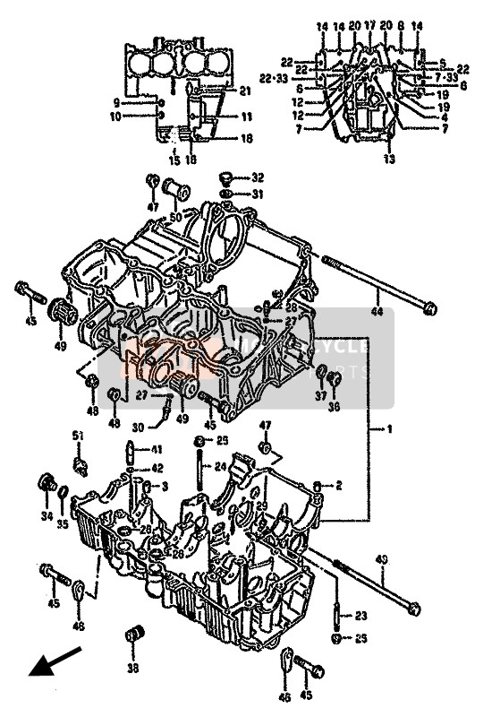 Suzuki GSX750F 1989 Crankcase for a 1989 Suzuki GSX750F