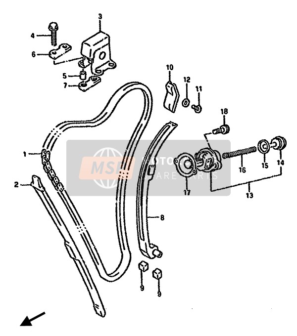 Suzuki GSX750F 1989 Catena a camme per un 1989 Suzuki GSX750F