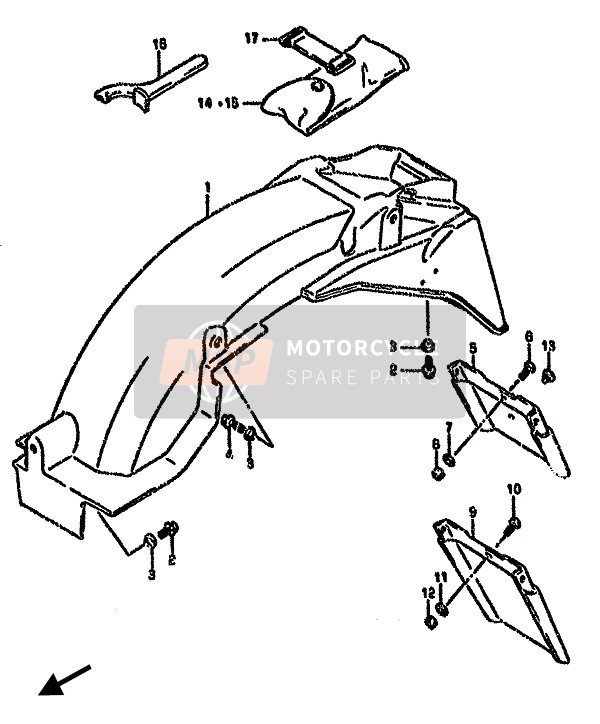 Suzuki GSX750F 1989 HINTERER KOTFLÜGEL für ein 1989 Suzuki GSX750F