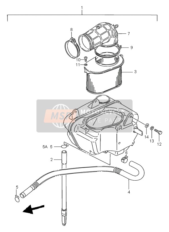 Suzuki VS800 INTRUDER 1999 Air Cleaner (Rear) for a 1999 Suzuki VS800 INTRUDER