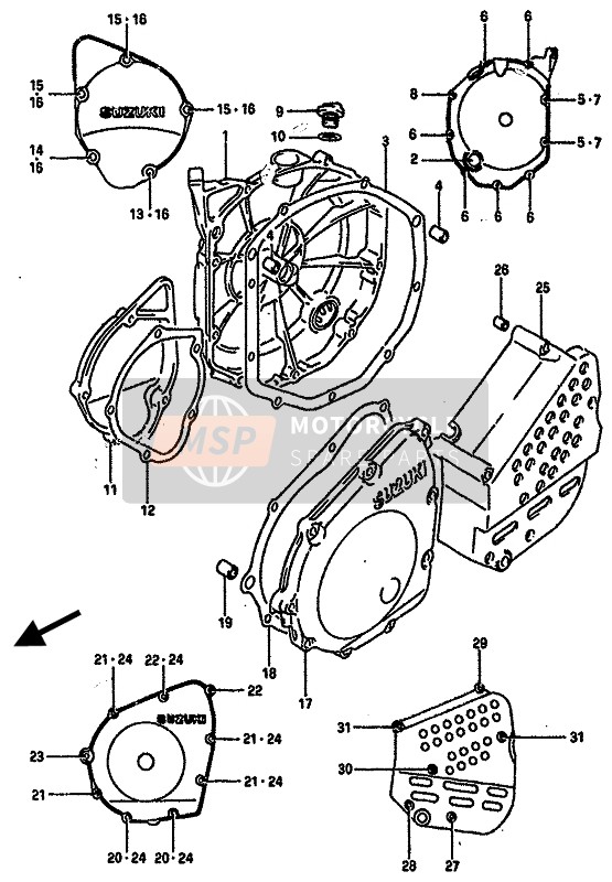 Suzuki GSX-R750R 1989 Tapa del cárter para un 1989 Suzuki GSX-R750R