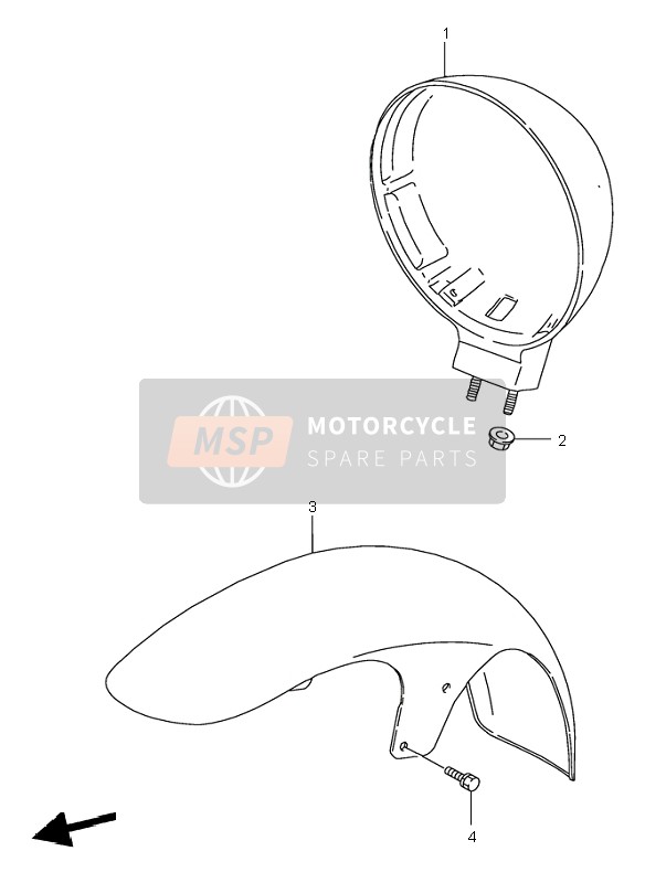 Suzuki VS800 INTRUDER 1999 Garde-boue avant pour un 1999 Suzuki VS800 INTRUDER