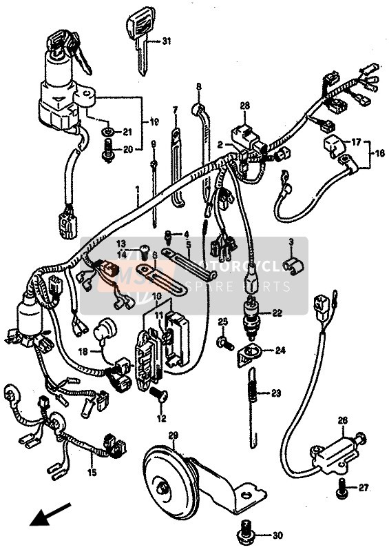 Suzuki GSX-R750R 1989 Wiring Harness for a 1989 Suzuki GSX-R750R