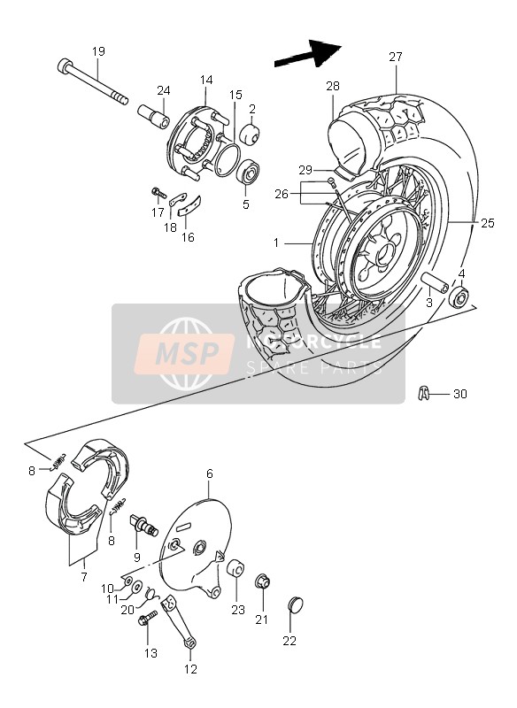 Suzuki VS800 INTRUDER 1999 Rear Wheel for a 1999 Suzuki VS800 INTRUDER