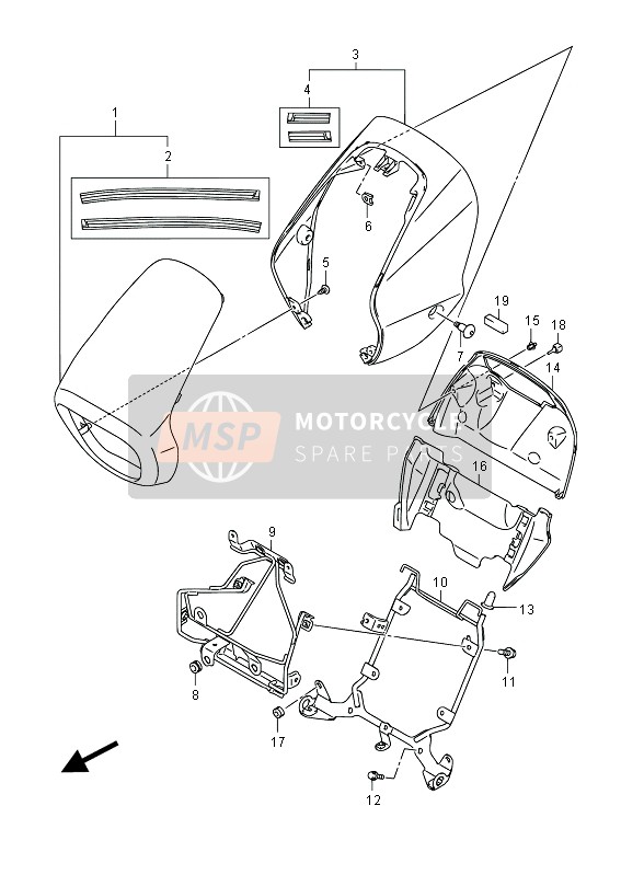 Suzuki VZR1800(N)(Z)(R) (M1800) INTRUDER 2012 Cubierta del faro (VZR1800Z E19) para un 2012 Suzuki VZR1800(N)(Z)(R) (M1800) INTRUDER