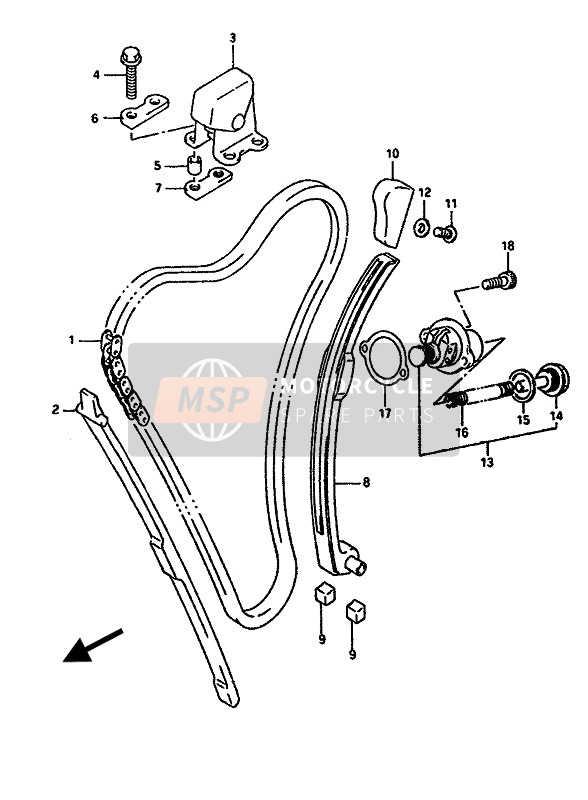 Suzuki GSX-R1100 1989 Nokkenasketting voor een 1989 Suzuki GSX-R1100