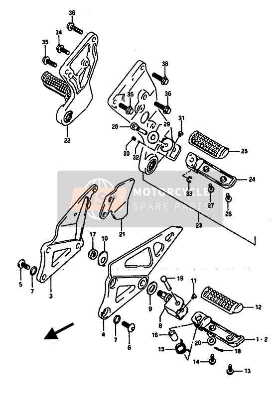 Suzuki GSX-R1100 1989 Footrest for a 1989 Suzuki GSX-R1100