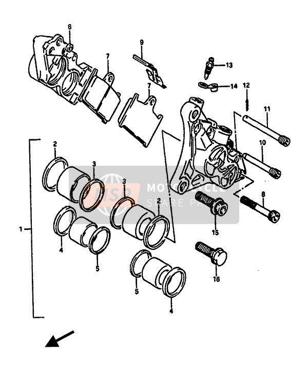 Suzuki GSX-R1100 1989 Calibradores delanteros para un 1989 Suzuki GSX-R1100