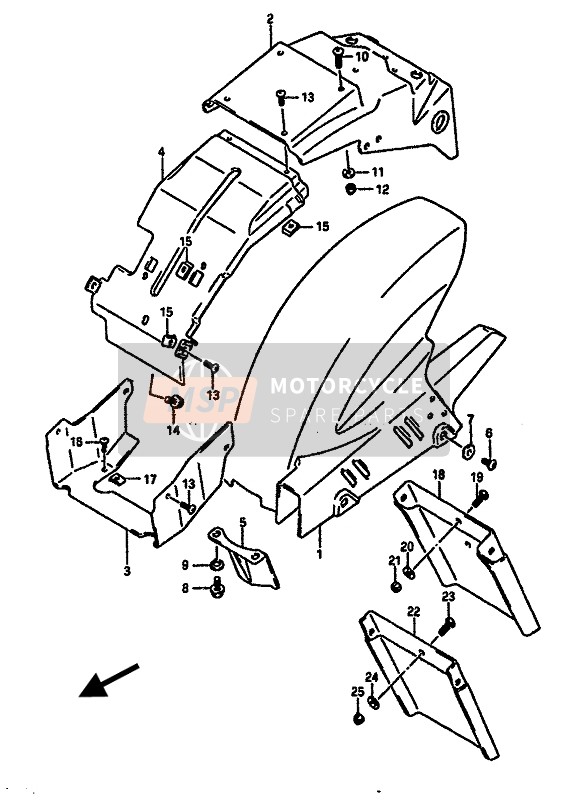 Suzuki GSX-R1100 1989 Achterspatbord voor een 1989 Suzuki GSX-R1100
