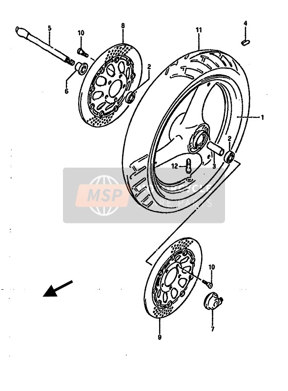 Suzuki RGV250 1989 Front Wheel for a 1989 Suzuki RGV250