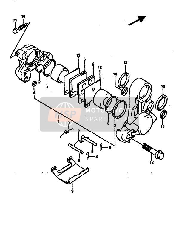 Suzuki RGV250 1989 Étrier arrière pour un 1989 Suzuki RGV250