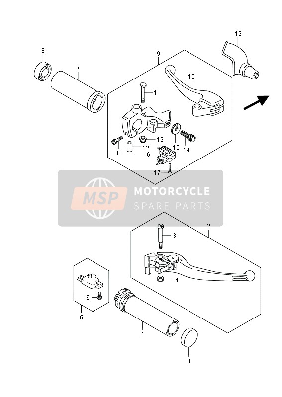 Suzuki VZR1800(N)(Z)(R) (M1800) INTRUDER 2012 Handvat Hendel (VZR1800 E19) voor een 2012 Suzuki VZR1800(N)(Z)(R) (M1800) INTRUDER