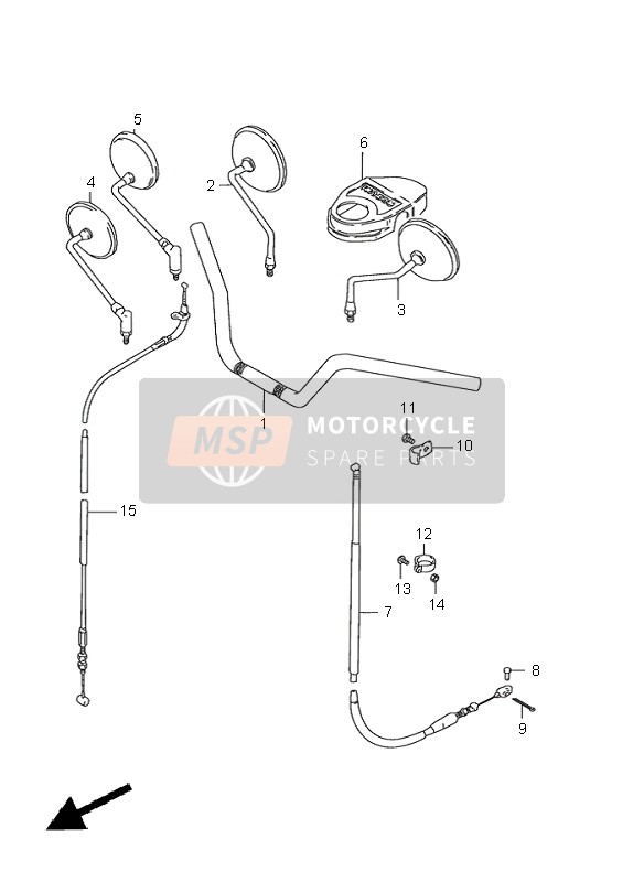 Suzuki GN125E 2000 Manillar & Cable frontal para un 2000 Suzuki GN125E