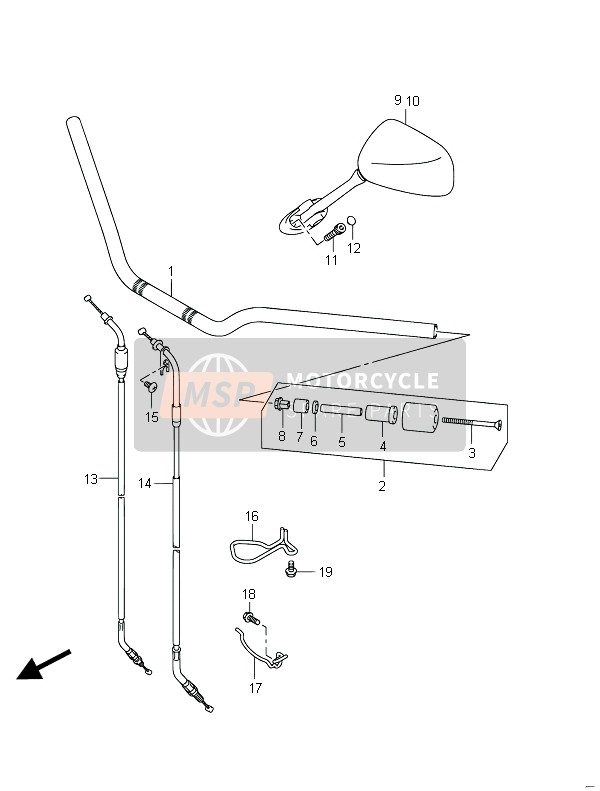 Suzuki GSF650(S)(A)(SA) BANDIT 2011 Guidon (GSF650SU) pour un 2011 Suzuki GSF650(S)(A)(SA) BANDIT