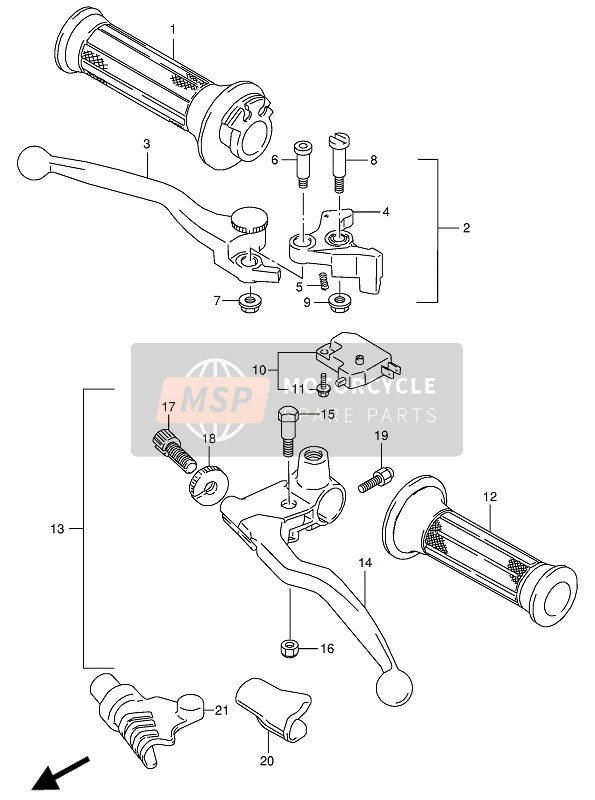 Suzuki VX800(U) 1990 Handvat Hendel voor een 1990 Suzuki VX800(U)