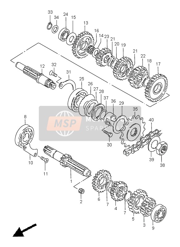 Suzuki GN250(E) 2000 Trasmissione per un 2000 Suzuki GN250(E)